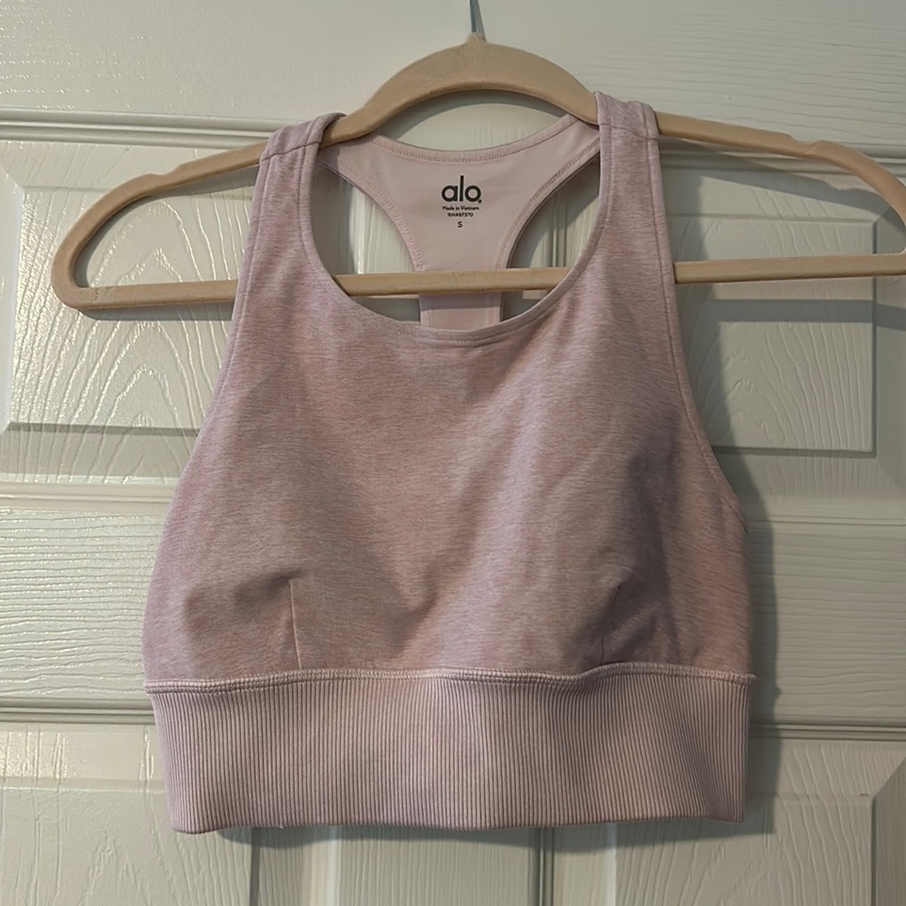Alo Yoga Alosoft Serenity Sports Bra Racerback Light Pink